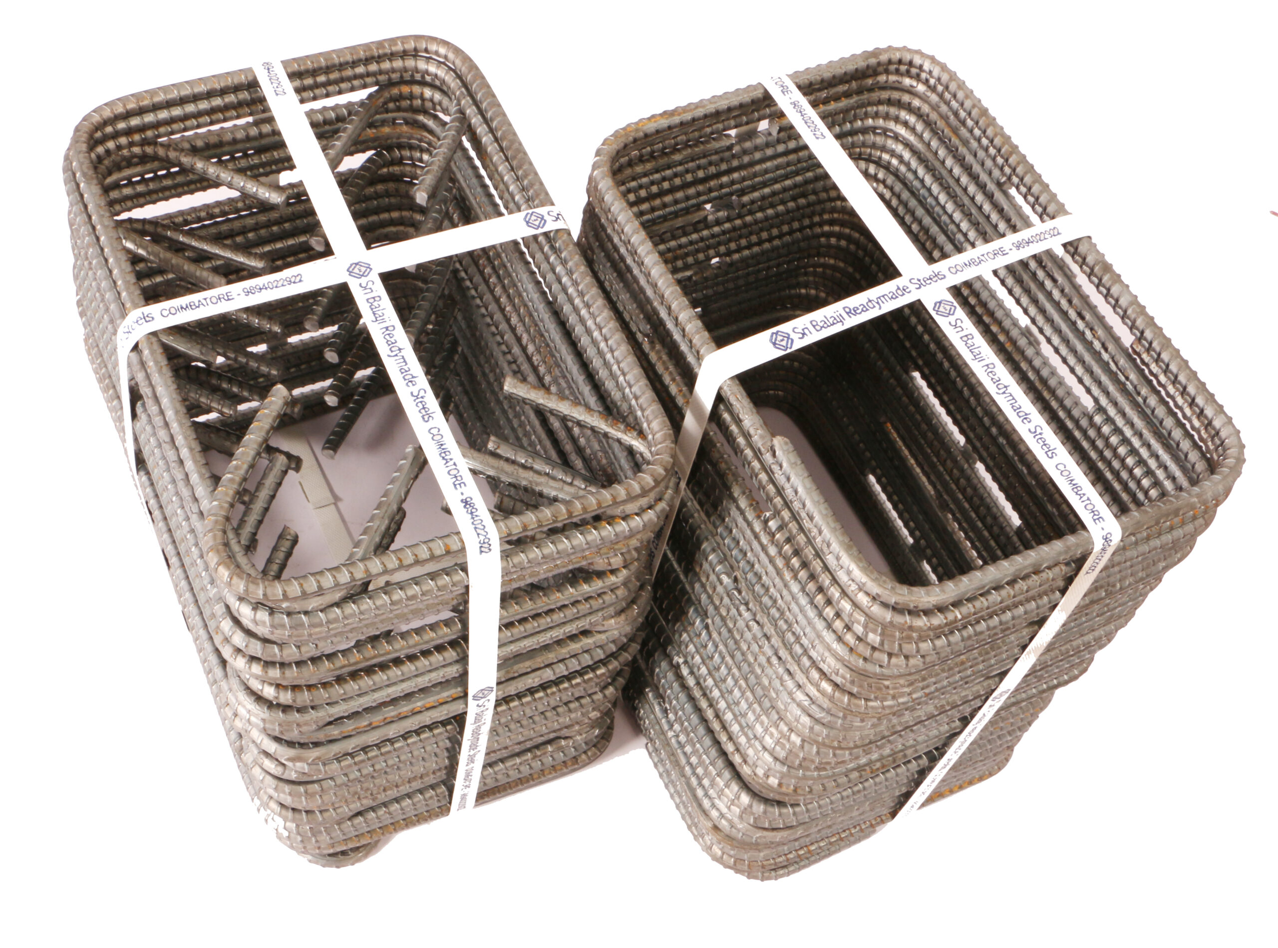 Readymade cut and bend TMT stirrups manufactured by Sri Balaji Readymade Steels, Coimbatore